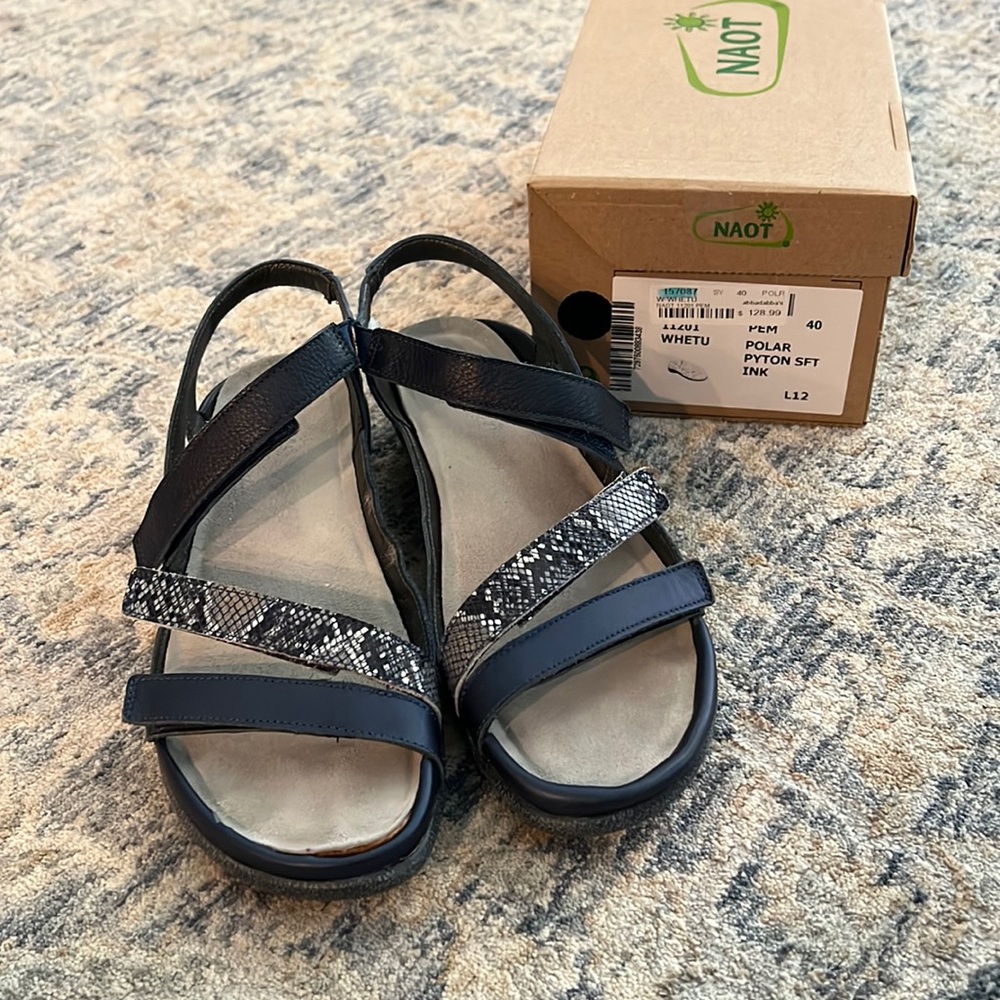 NAOT Whetu Velcro sandal Navy Size 40 Gently Used
